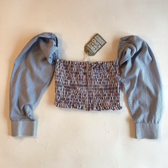 LF Furst of Kind Shirred Crop Top Sleeves NWT $120 - Picture 5 of 9